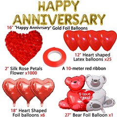 Happy Anniversary Balloons Set,Anniversary Decorations Romantic With Heart Ba…