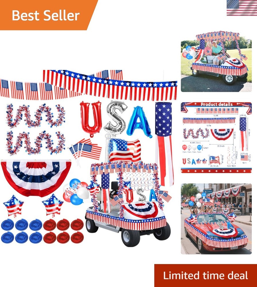 Complete 4th of July Golf Cart Decoration Kit – Patriotic Parade Essentials