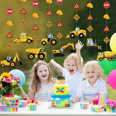 8 Packs Construction Party Banner Decorations Traffic Zone Garland Constructi…