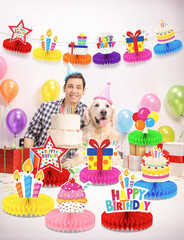 Birthday Table Decorations – 9 Pcs Colorful Happy Birthday Centerpieces for Tabl