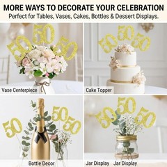 10-Pack Double Sided Glitter 50th Birthday Centerpiece Anniversary Centerpiec…