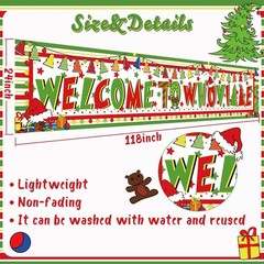 Christmas Decorations Whoville Stars Fence Banner Yard Sign Outdoor Gift 118″x24