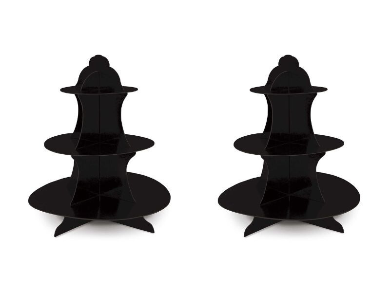 Cupcake Stand Black Set of 2 Dessert Display Holder for Party Halloween Decor