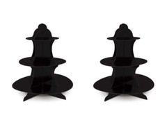 Cupcake Stand Black Set of 2 Dessert Display Holder for Party Halloween Decor