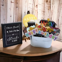 Birthday Photo Booth Props – 41-pc Kit with 8 x 10-Inch Sign, 60 Adhesive Pad…