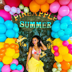 Summer Tropical Balloon Arch Garland Kit, Hot Pink Green Blue Yellow Orange Late