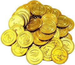 100Pcs Plastic Pirate Gold Coins Colored Gems Pirate Treasure Hunt Playset Toys
