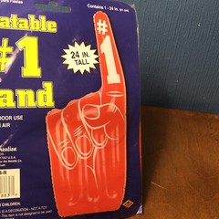 Inflatable #1 Hand Fan Finger Decoration – NEW NOS 24”, 2 Feet Tall Red Orange