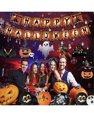 46PCS Halloween Party Decoration Accessories Set, Happy Halloween