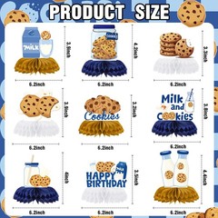 9 Pcs Milk And Cookie Theme 1st Birthday Honeycomb Table Centerpieces Toppers