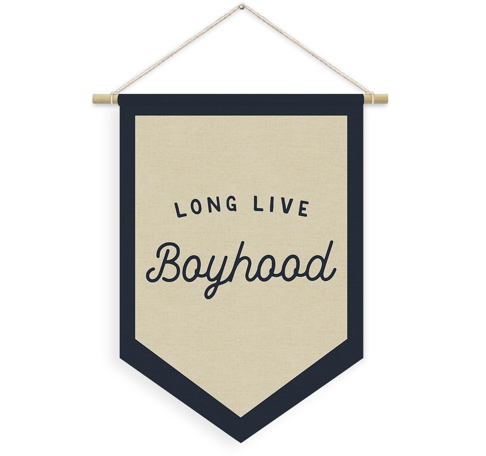 Boys Room Decor, Long Live Boyhood Linen Canvas Banner, Boy Nursery Wall Hang…