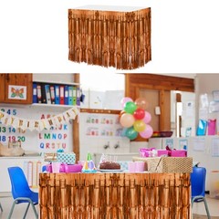 6 Pcs 29×108 Inch Bronze Metallic Foil Fringe Tinsel Table Skirts