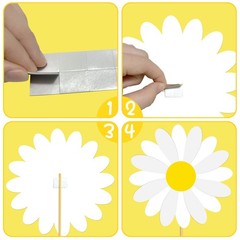 White Daisy Flower Table Centerpiece Sticks Groovy Hippie Party Decor 12 PCS