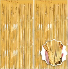 Glamorous Gold Tinsel Party Backdrops 3.3ft x 8.2ft – Perfect for All Occasions