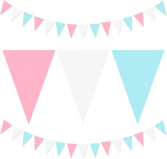 Navy Blue White Gold Party-Decorations – 2Pack Paper Pennant Triangle Flags Bann