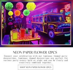 Blacklight Party Decorations – 12 PCS Fluorescent Neon Tissue Paper Pom Poms …