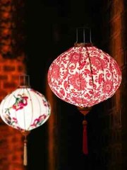 Chinese Floral Hanging Lantern Cloth Round Lantern Outdoor Party Mall Decor