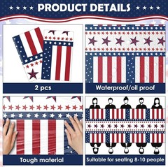Festive 2-Pack Red, White & Blue Tablecloths for July 4th Celebrations – 52×87
