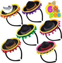6 PCS Cinco De Mayo Fiesta Fabric Sombrero Headbands Party Costume for Fun Fiest