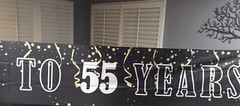 Birthday Banner Large «Cheers to 55 Years» Party Decor Black & Gold 18″ x 120″