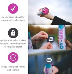 Biodegradable Gender Reveal Powder Cannon Poppers – 2 Pink Pack for Baby Showers