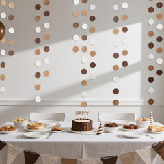 Brown Paper Garlands Hanging Circle Decoration Neutral Party Streamers, 30 Feet