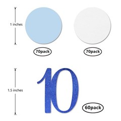 200 PCS Blue Glitter 10th Birthday Number Confetti Anniversary