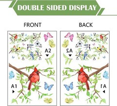 Yovkky Spring Summer Birds Branches Window Clings 4 Sheets, Cardinal Bird