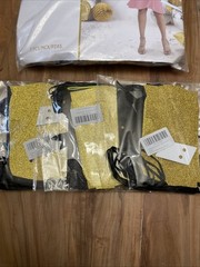 5 Piece Party Decoration Bundle 3 Banners 1 Backdrop, 1 Table Cloth Gold/Black