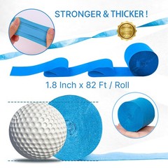 6 PCS Blue White Crepe Paper Streamers 492ft Light Sky Pearl Party Decor
