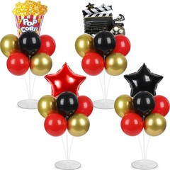 4 Sets Movie Night Party Balloons Stand Kit with Popcorn Clapboard Star Foil …