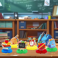 10 Pcs Back to School Decorations, First Day of School Table Toppers Honeycomb O