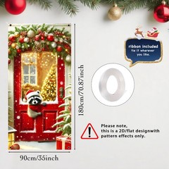 Christmas Door Cover Banners for Front Door Decorations Festive Raccoon Winte…