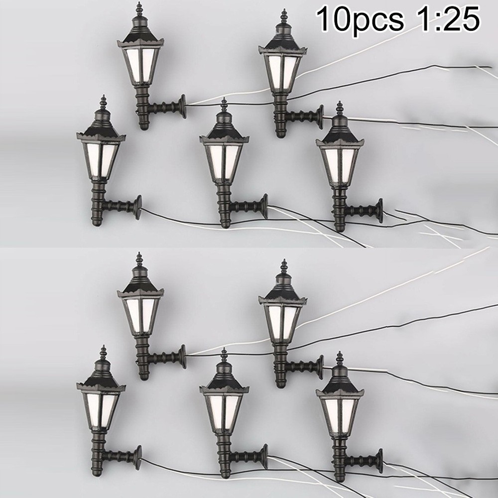 10pcs Model Railway Scenery LED Lamppost Lamps Wall Lights For G Scale 1:25