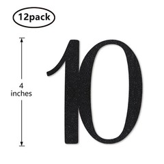 Black Glitter 10 CutOut Numbers 10th Birthday Party Anniversary Decoration