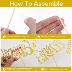 Graduation Decorations 2026, 16 PCS Black Gold Graduation Centerpieces for Ta…