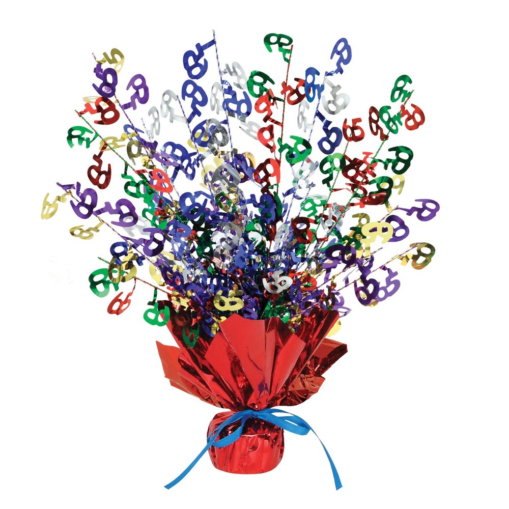 Age 65 Gleam ‘N Burst Multi-Colored Centerpiece Party Decoration