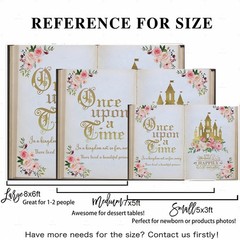 Aumeko 8x6ft Once Upon a Time Backdrop Pink Floral Gold Castle Princess