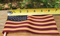 NEW! Tea Stained 4″ x 6″ American Flag on Wood Stick with Gold Top – 2/Pack USA
