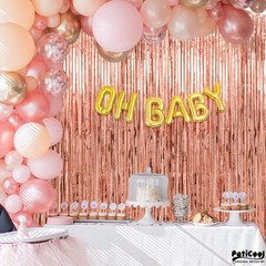 2 Pack Thicken Rose Gold Tinsel Backdrop 3.3×6.6Ft Fringe Curtains