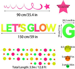 Neon Party Supplies Includes Let’S Glow Banner, round Dot Paper Garland, Neon Sw