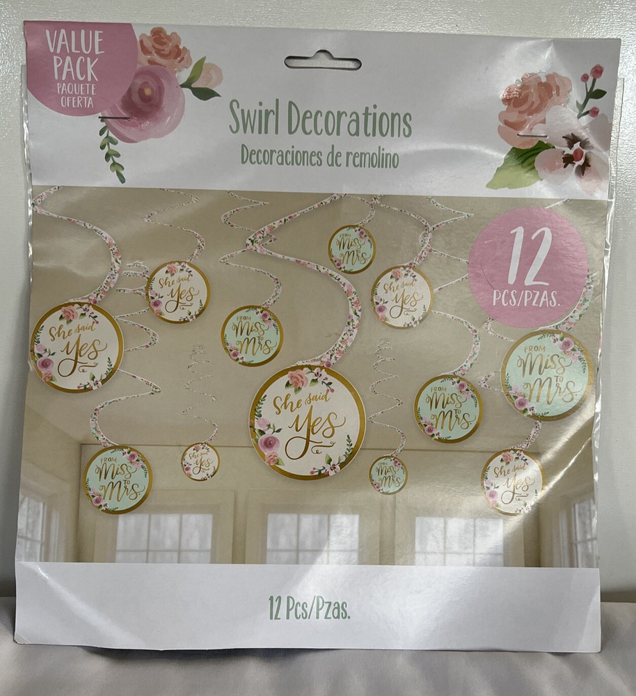 Bridal Shower or Hens Night Hanging Swirl Decorations She Said Yes