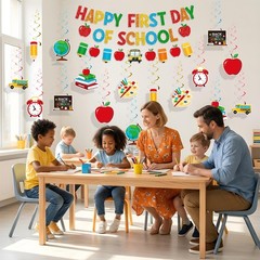 First Day of School Decorations, Pre-Strung Glitter First Day of School Banne…