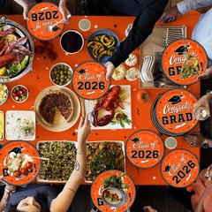 Complete Graduation Tableware Set in Orange