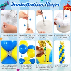 2 Set Blue Yellow Toy Inspired Cartoon Balloon Column Stand Kit with 2 Star F…