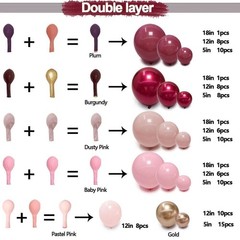 Burgundy Pink Balloon Garland Double Pastel Light Pink Gold Mauve Balloons Ma…