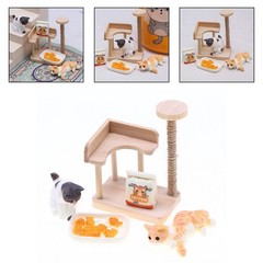 Miniature Cat Climbing Frame Scene Prop for Dollhouses and DIY Projects