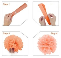 12 Count Party Tissue Paper Pom Poms, Fuchsia, 8 Inch, NEW