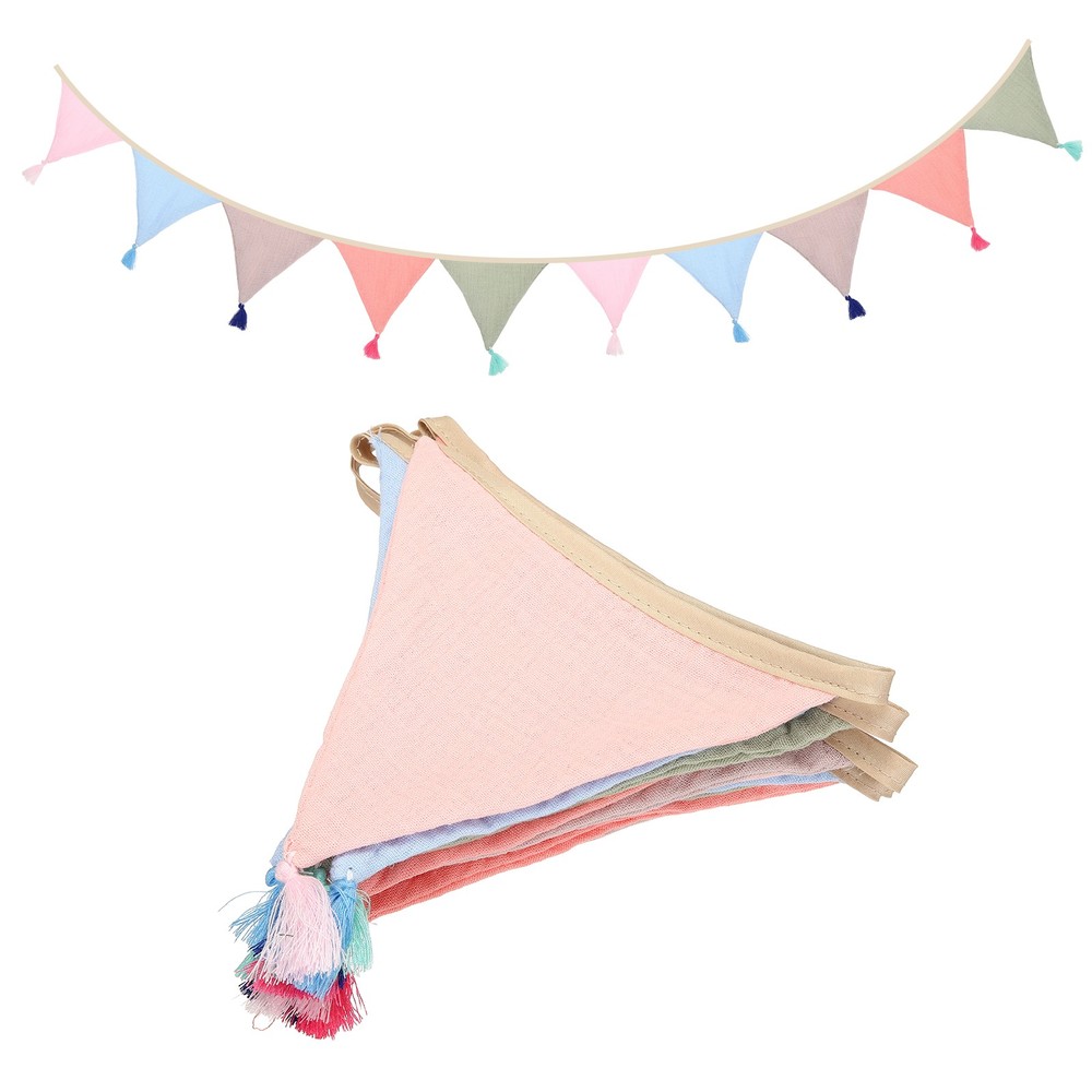 3.1m/10.2ft Fabric Pennant Banner, Pennant Banner Flags, Morandi Tone