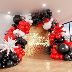 Red and Black Balloon Arch Kit 140pcs Garland for Birthday, Graduation, Party